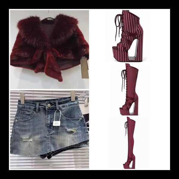 Women Sexy Fashion Ripped Asymmetrical Denim Skirt
