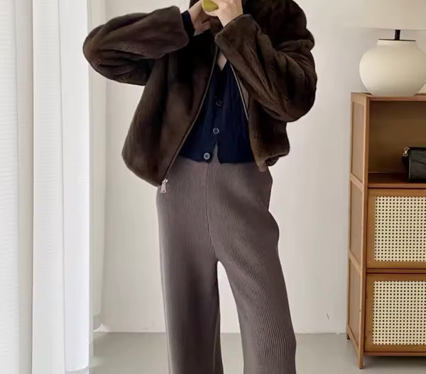 Women Fashion Color Faux Fur Jacket
