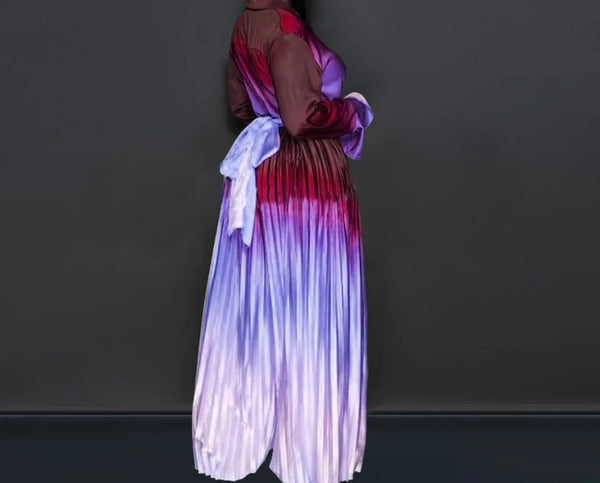 Women Fashion Full Sleeve Gradient Two Piece Pant Set