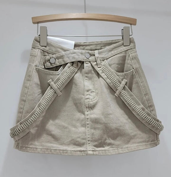 Women Color Fashion Denim Short Skirt