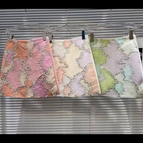 Women Sexy Fashion Sequins Color Patchwork Skirt