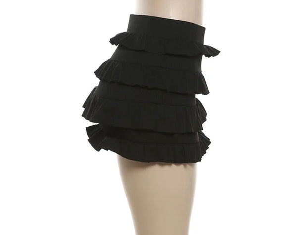Women Sexy Fashion Solid Color Ruffled Skirt
