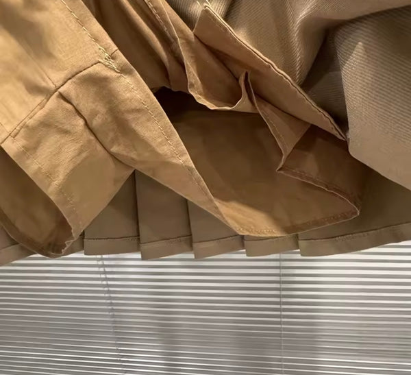 Women Fashion Color Patchwork Pleated Skirt