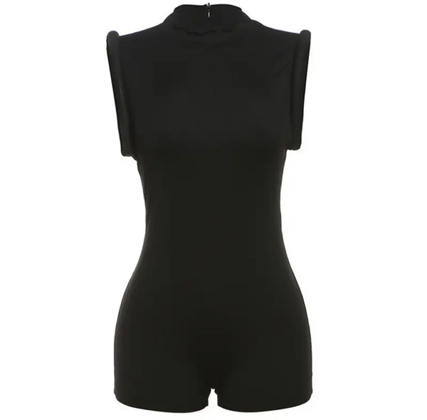 Women Black Sleeveless Sexy Fashion Romper