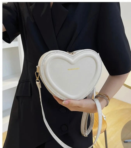 Women Fashion Heart Shaped Faux Leather Handbag Purse