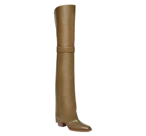Women Fashion Over The Knee Faux Leather Boots