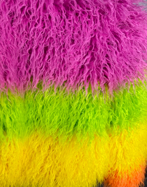 Women Fashion Multicolored Faux Fur Jacket