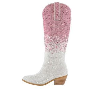 Women Fashion Color Bling Western Boots