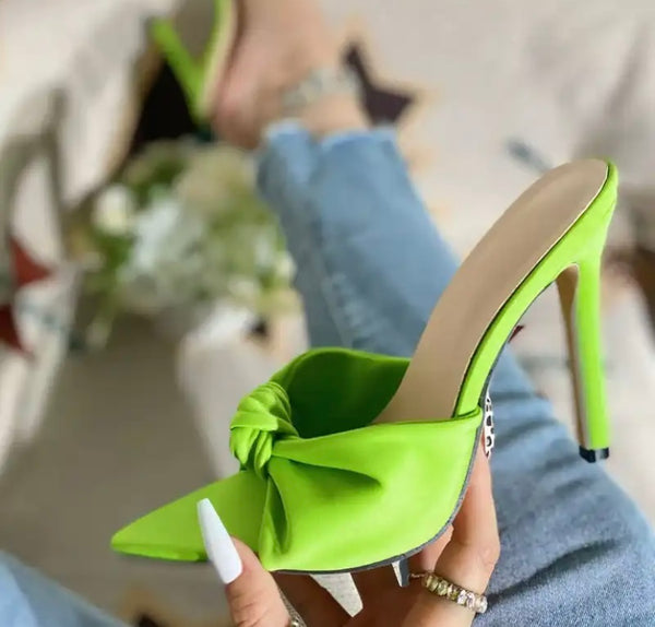 Women Open Pointed Toe Slide On High Heel Sandals