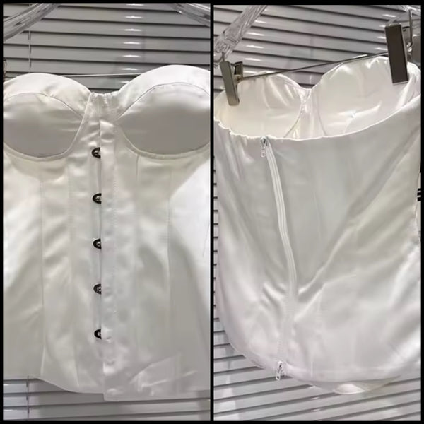 Women White Sexy Strapless Corset Top