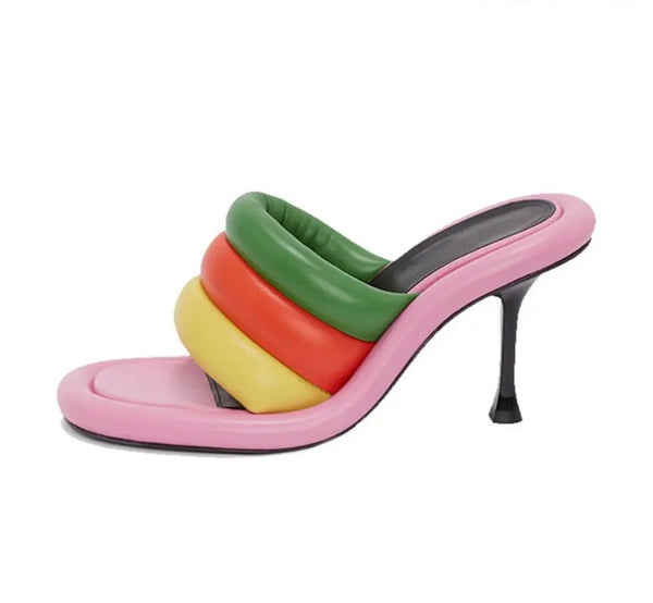 Women Fashion High Heel Slide On Sandals