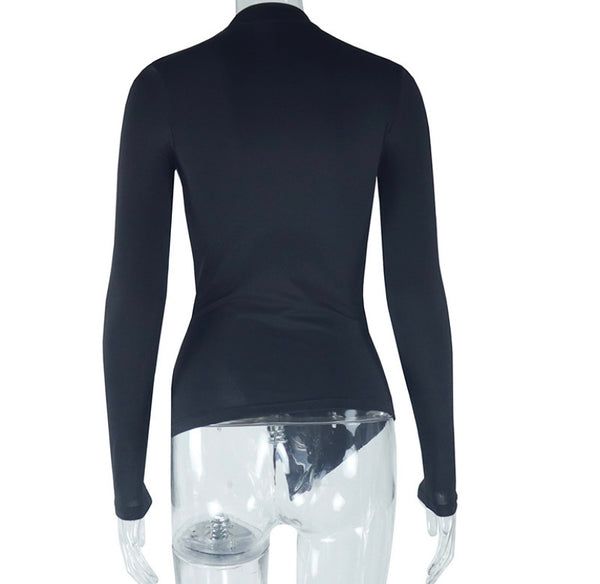 Women Solid Color Full Sleeve Asymmetrical Fashion Top