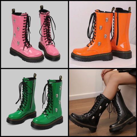 Women Fashion Flat Lace Up Ankle Boots