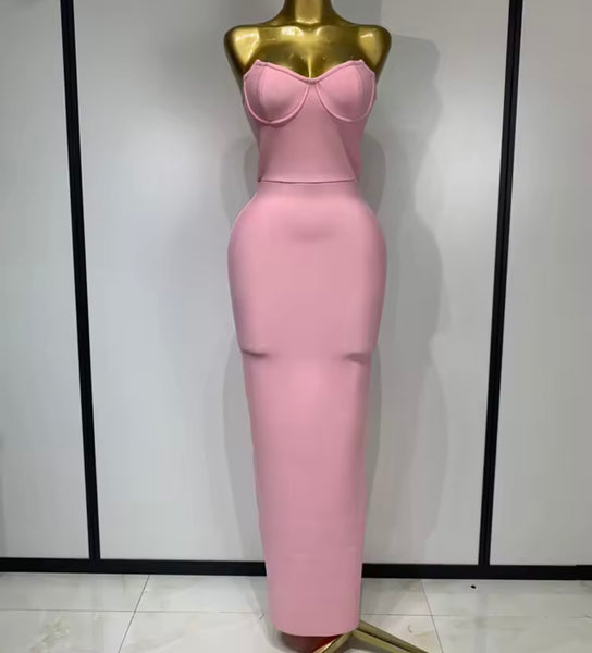 Women Sexy Strapless Bandage Maxi Dress