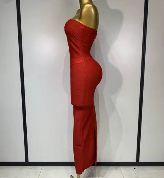 Women Sexy Strapless Bandage Maxi Dress