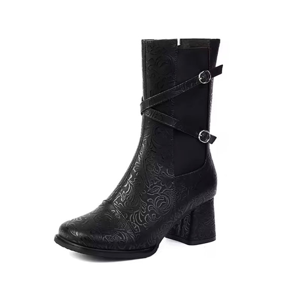 Women Fashion Criss Cross Buckled Ankle Boots
