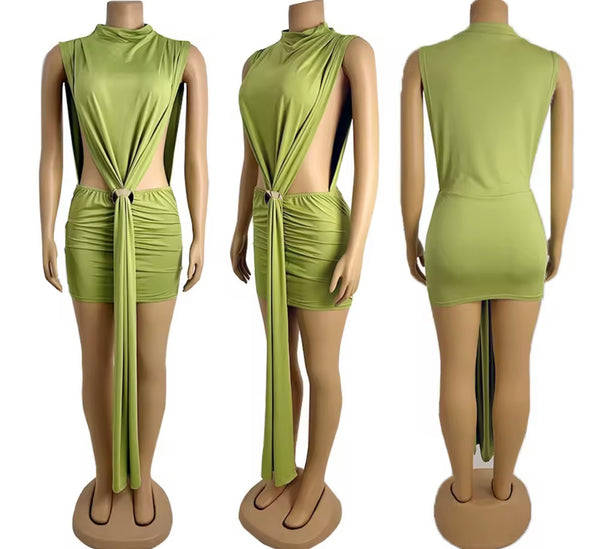 Women Sexy Sleeveless Metal Tassel Dress