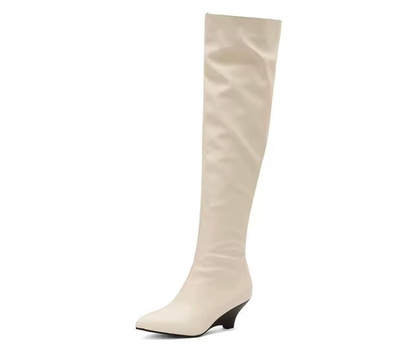 Women Color Fashion Over The Knee Wedge Boots