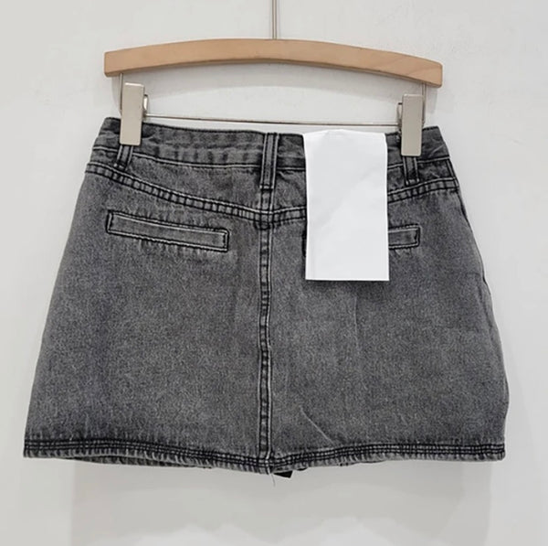 Women Sexy Fashion Color Bow Denim Skirt