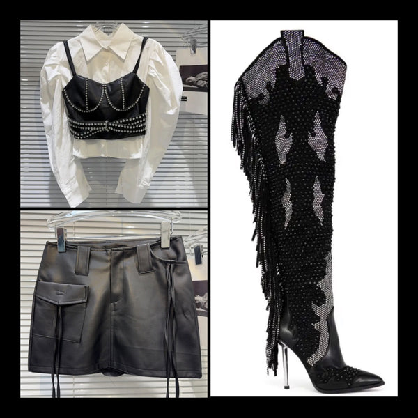 Women Color Fashion Faux Leather Short Skirt
