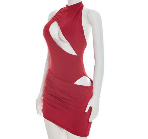 Women Sexy Halter Sleeveless Cut Out Dress