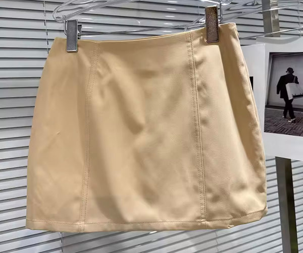 Women Fashion Khaki Button Up Full Sleeve Two Piece Skirt Set