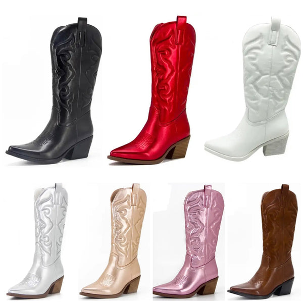 Women Fashion Color Western Boots