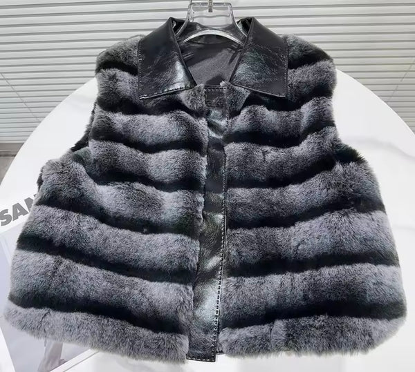 Women Fashion Faux Fur Sleeveless Vest Jacket