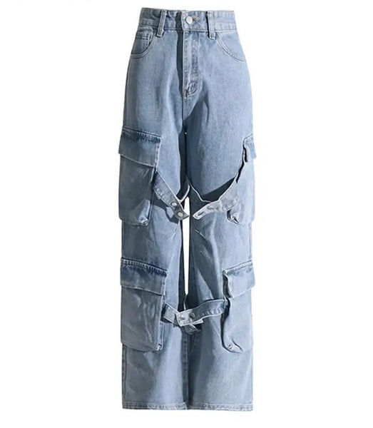 Women Fashion Cargo Denim Pants