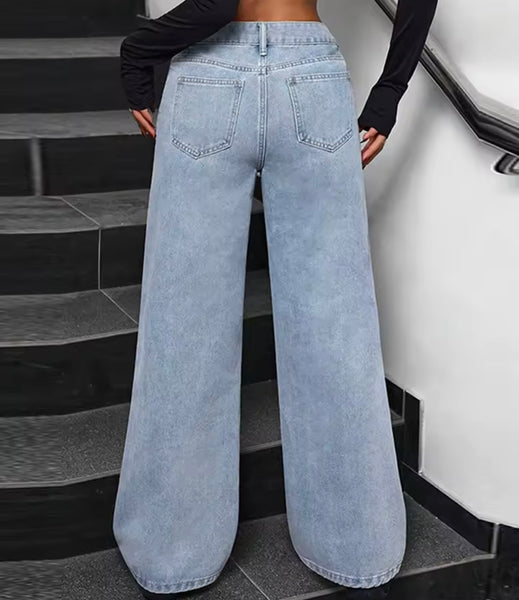 Women Fashion Color Bow Patchwork Denim Pants