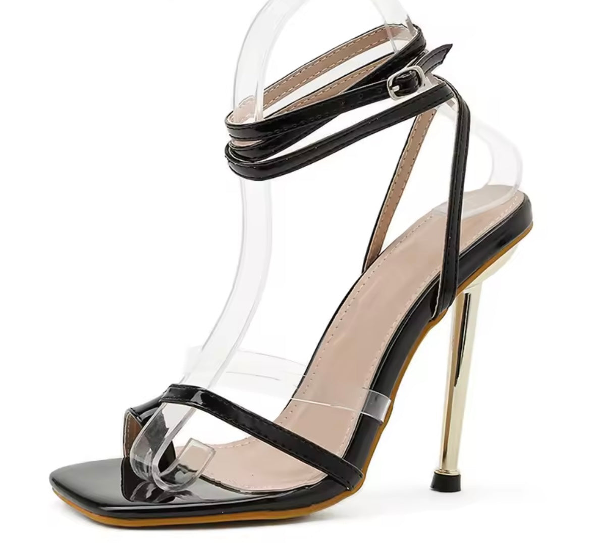Women Color Fashion High Heel Wrap Around Ankle Strap Sandals