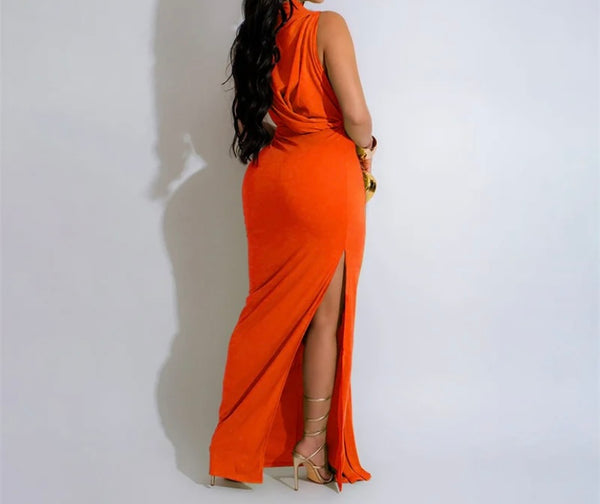 Women Sexy Solid Color Sleeveless Maxi Dress