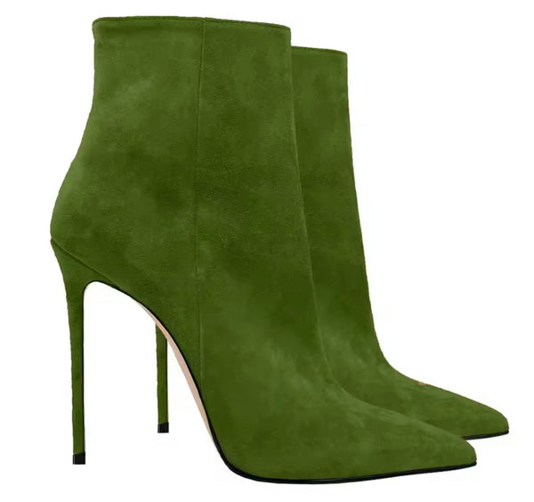 Women Color Fashion Suede High Heel Ankle Boots