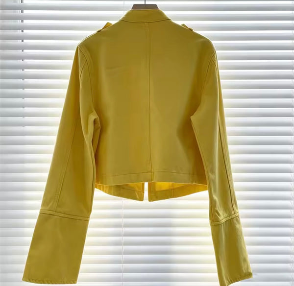 Women Color Fashion Button Jacket