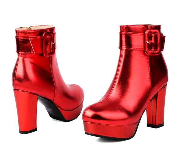 Women Fashion Metallic Platform Ankle Boots