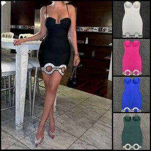 Women Sexy Sleeveless Bling Patchwork Dress