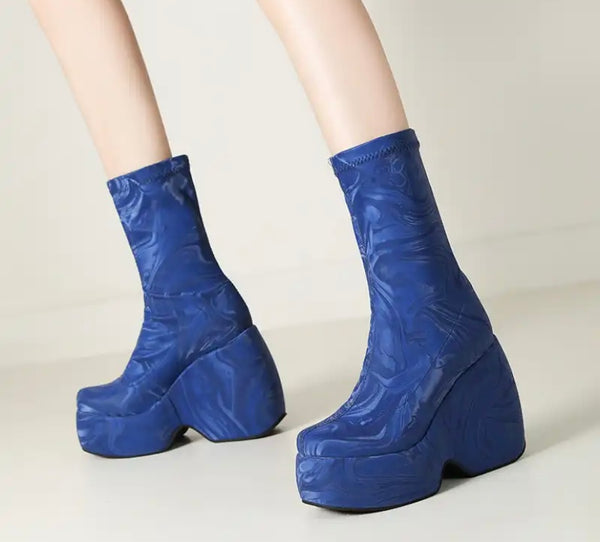 Women Fashion Platform Color Ankle Boots