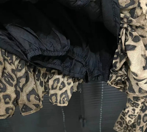 Women Sexy Fashion Ruffled Leopard Print Skirt