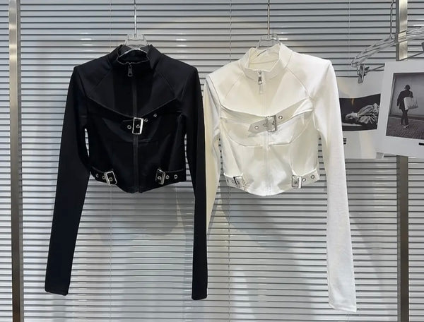 Women Buckled Fashion Full Sleeve Top