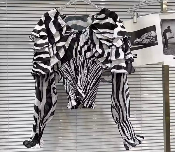 Women Ruffled Full Sleeve Fashion Top