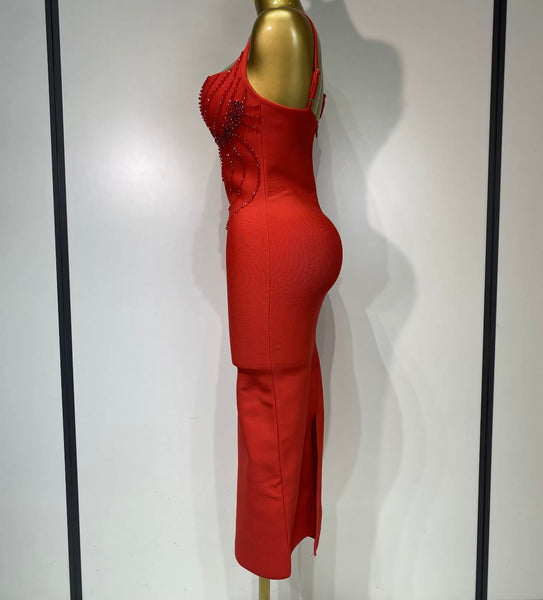 Women Sexy Sleeveless Beaded Bandage Dress