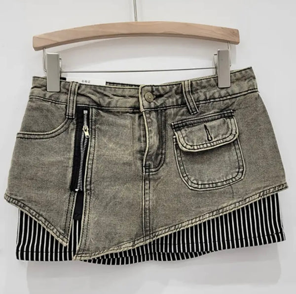 Women Sexy Fashion Two Piece Denim Skirt Set