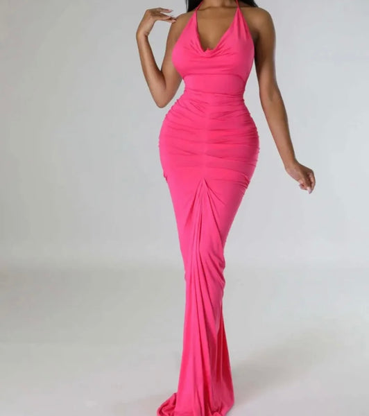 Women Sexy Sleeveless Open Back Maxi Dress
