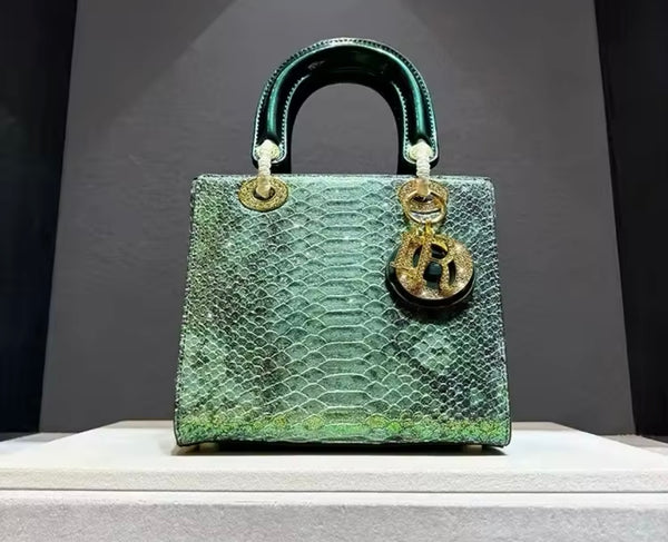 Women Color Snake Print Faux Leather Handbag Purse