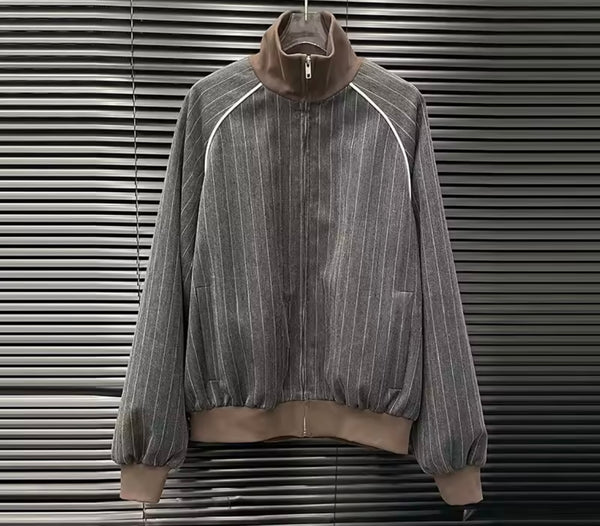 Women Striped Color Patchwork Two Piece Pleated Skirt Set