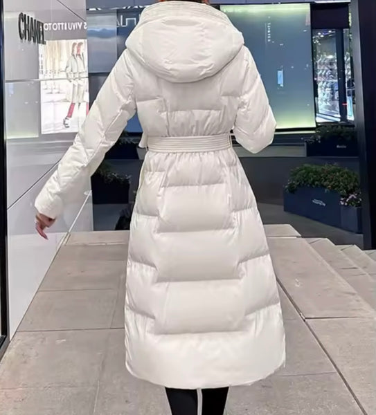 Women Fashion Hooded Puff Long Jacket