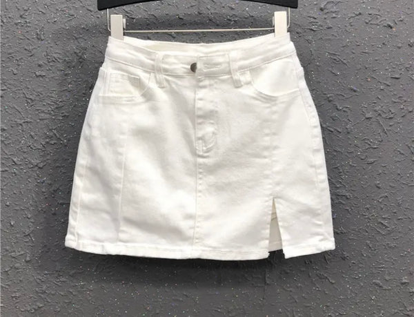 Women Sexy Fashion Side Split Denim Skirt