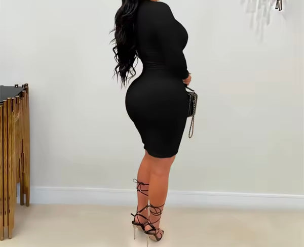 Women Sexy Metal Halter Full Sleeve Dress