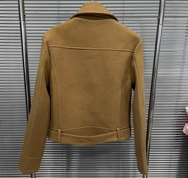 Women Brown Button Up Jacket Two Piece Fashion Short Set