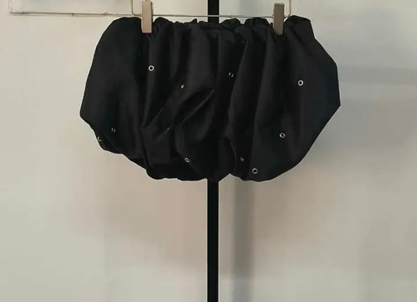 Women Sexy Black Lace Up Metal Hole Skirt